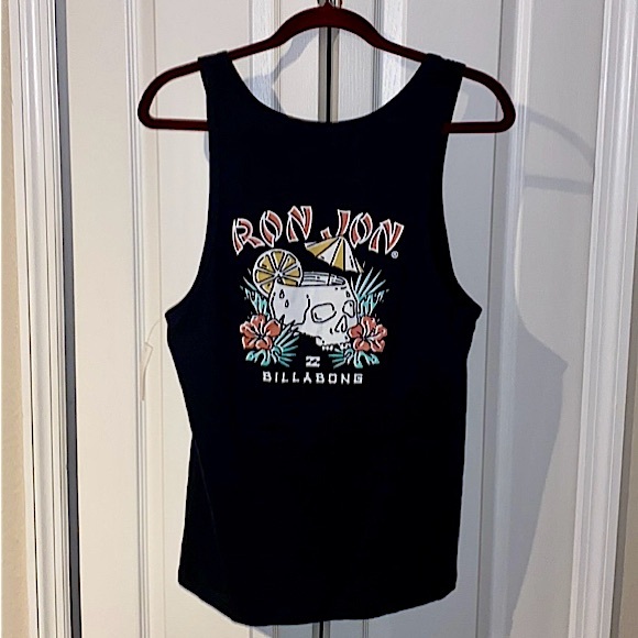 NWT Ron Jon Billabong Collab Cotton Sleeveless Tank Black Size Small. - Picture 3 of 6